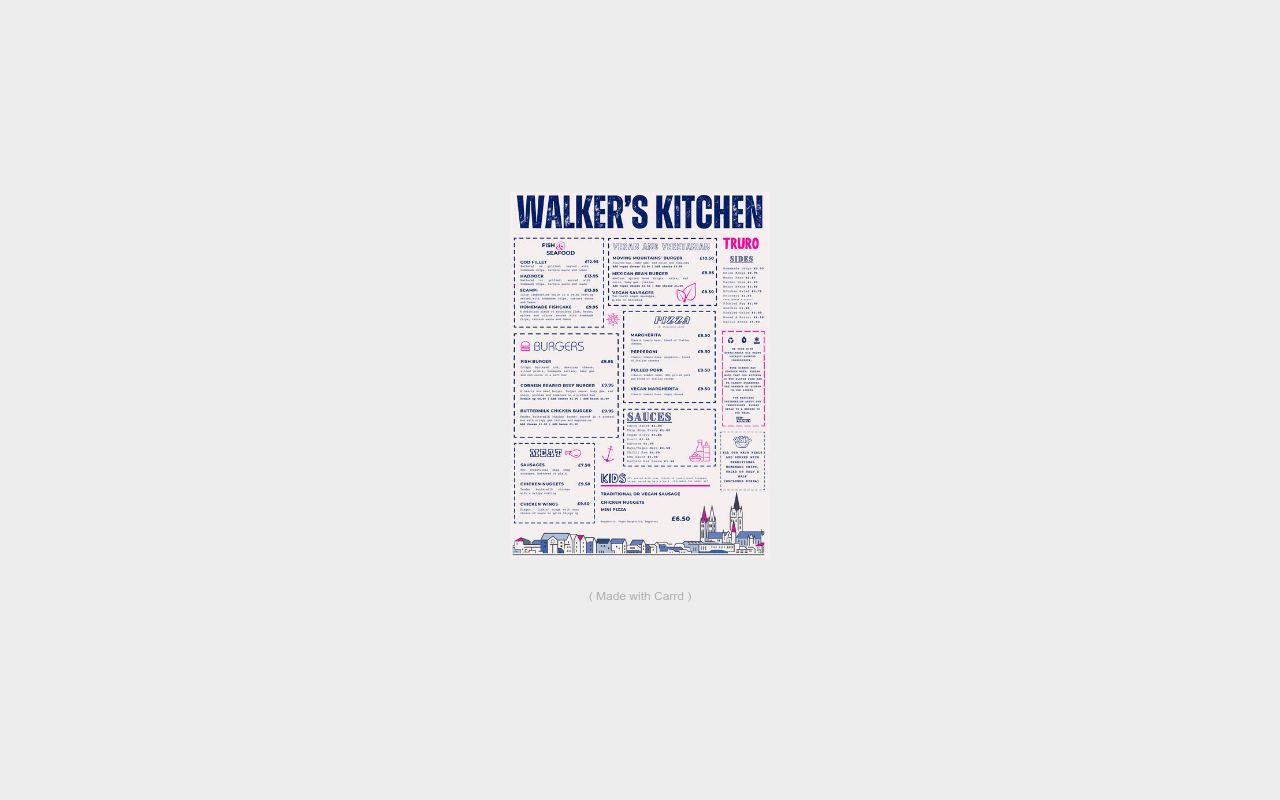 Walkers Kitchen Menu